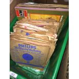A green crate of old 78s, LPs and 45s Please note, lots 1-1000 are not available for live bidding on