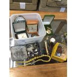 Tub of items inc. watches and clock Please note, lots 1-1000 are not available for live bidding on