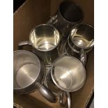 A quantity of plated tankards Please note, lots 1-1000 are not available for live bidding on the-