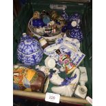 A box of misc pottery items, mainly Oriental. Please note, lots 1-1000 are not available for live