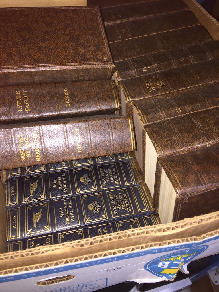 A box of hardback books, Charles Dickens, History of the Great War Please note, lots 1-1000 are
