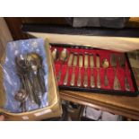 A Viners silver plated boxed cutlery set and box of silver plate. Please note, lots 1-1000 are not