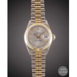 A FINE LADIES 18K SOLID THREE COLOUR SOLID GOLD ROLEX OYSTER PERPETUAL DATEJUST TRIDOR BRACELET