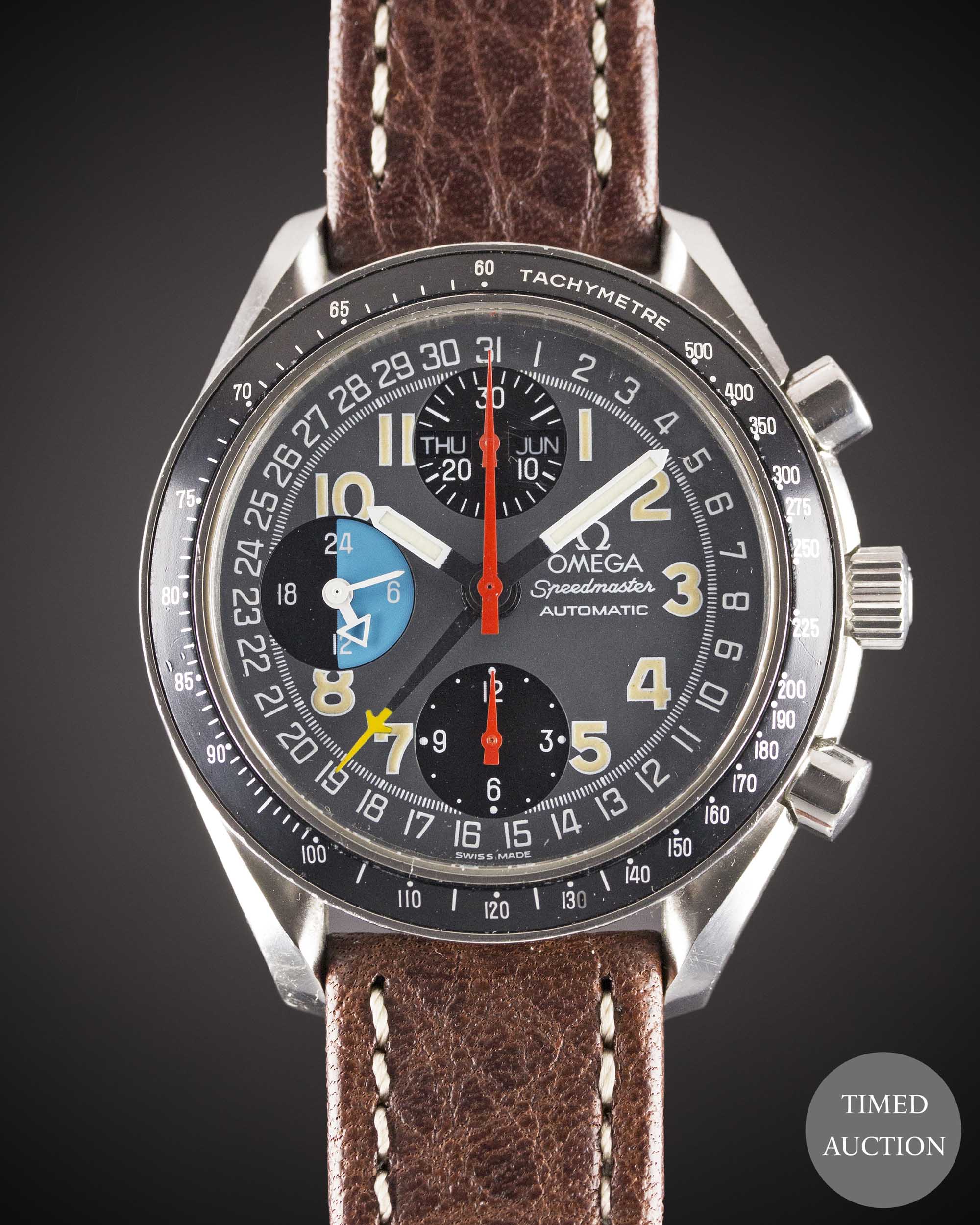 A GENTLEMAN'S STAINLESS STEEL OMEGA SPEEDMASTER "MK 40" TRIPLE CALENDAR AUTOMATIC CHRONOGRAPH