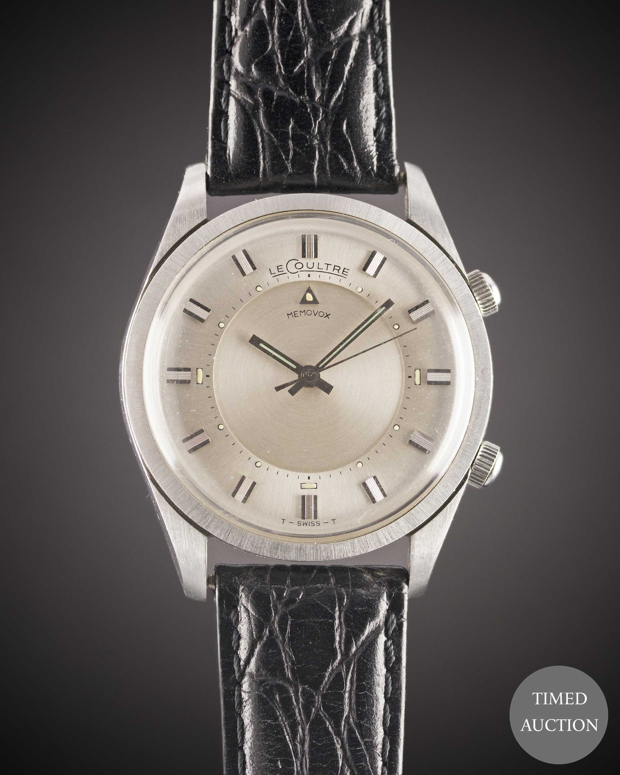 A GENTLEMAN'S STAINLESS STEEL LECOULTRE MEMOVOX ALARM WRIST WATCH CIRCA 1960s Movement: Manual wind,