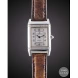 A LADIES STAINLESS STEEL & DIAMOND JAEGER LECOULTRE REVERSO WRIST WATCH CIRCA 2000 Movement: Quartz,