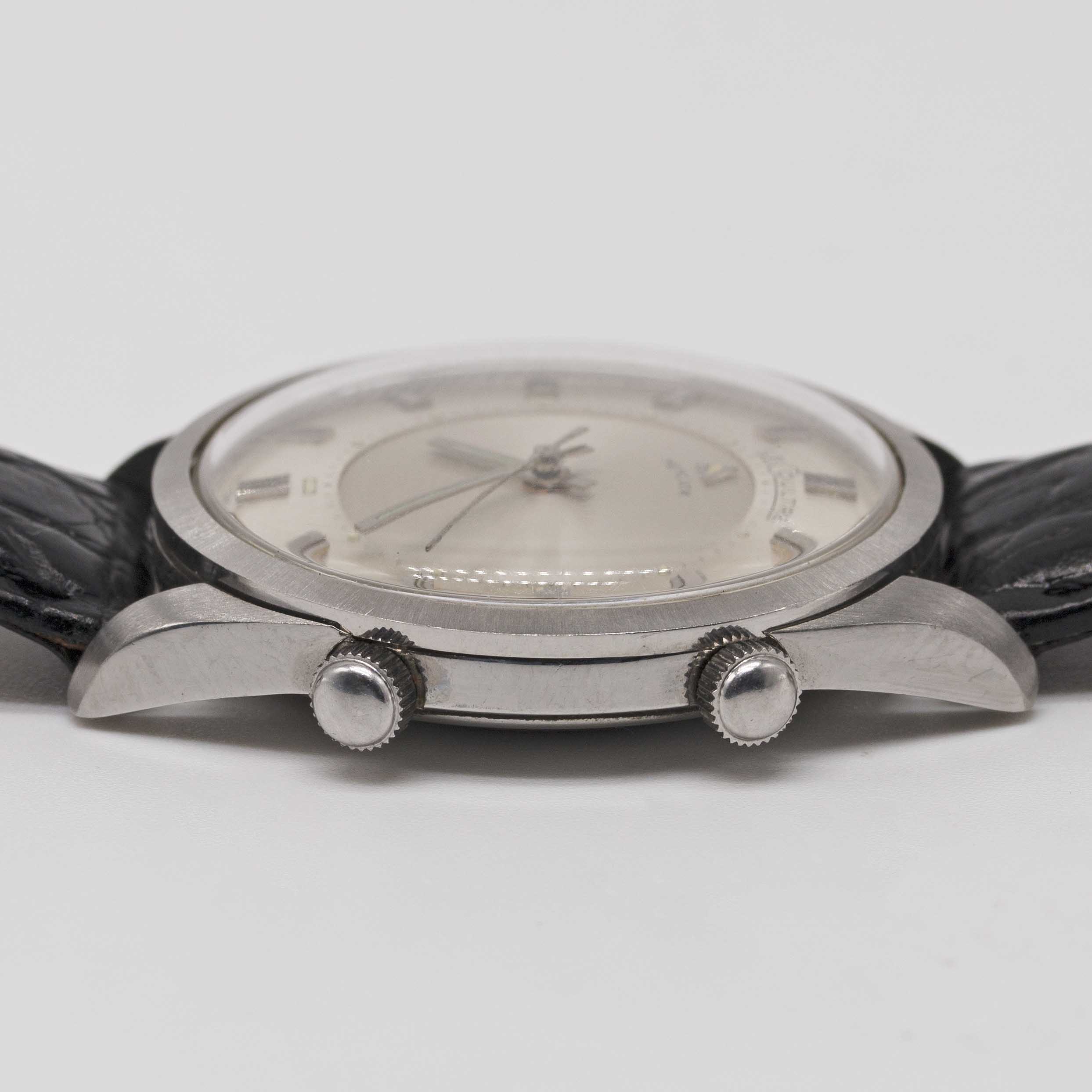 A GENTLEMAN'S STAINLESS STEEL LECOULTRE MEMOVOX ALARM WRIST WATCH CIRCA 1960s Movement: Manual wind, - Image 6 of 7