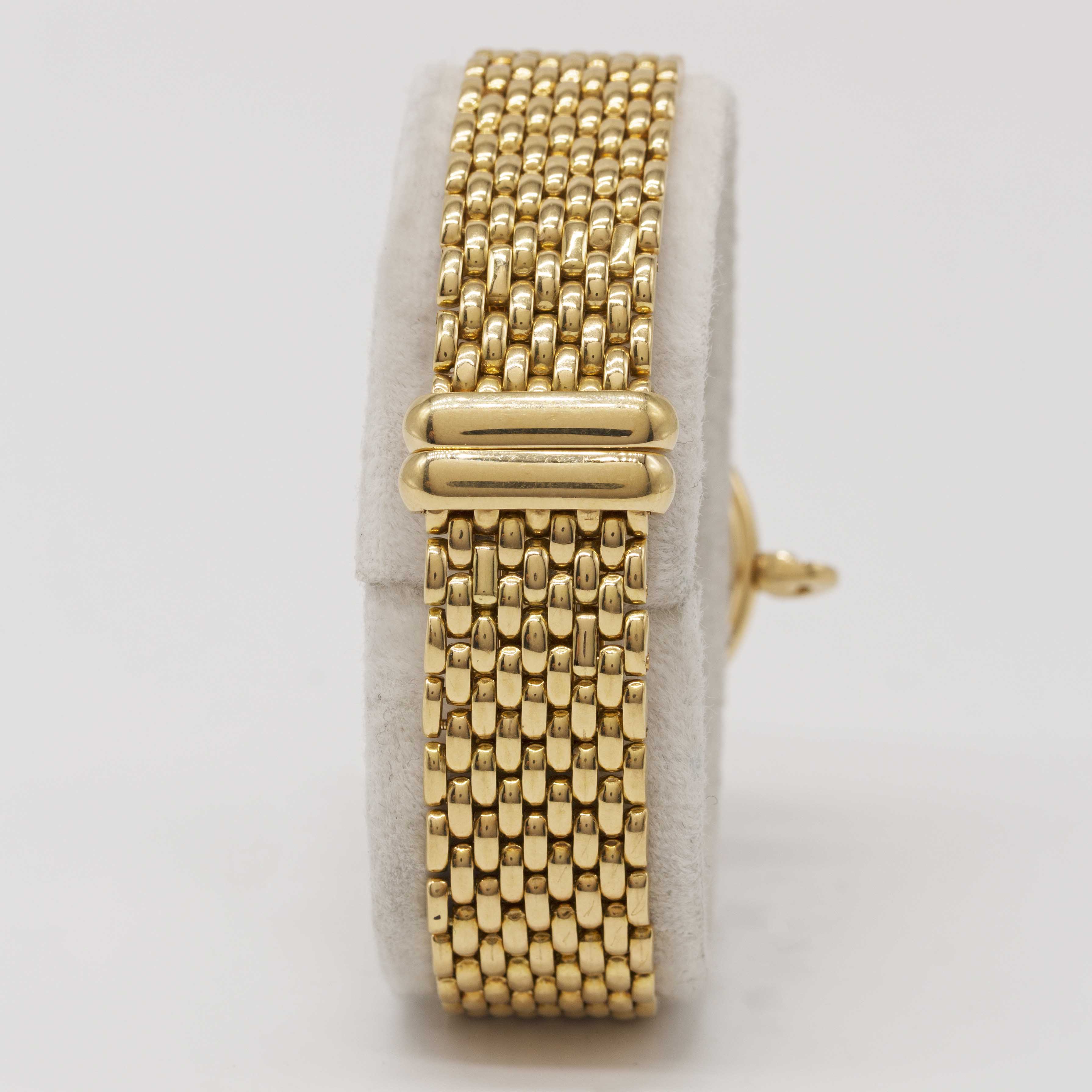 A LADIES 18K SOLID GOLD, DIAMOND & EMERALD TABBAH BERET BRACELET WATCH CIRCA 1990s, WITH ORIGINAL - Image 5 of 6