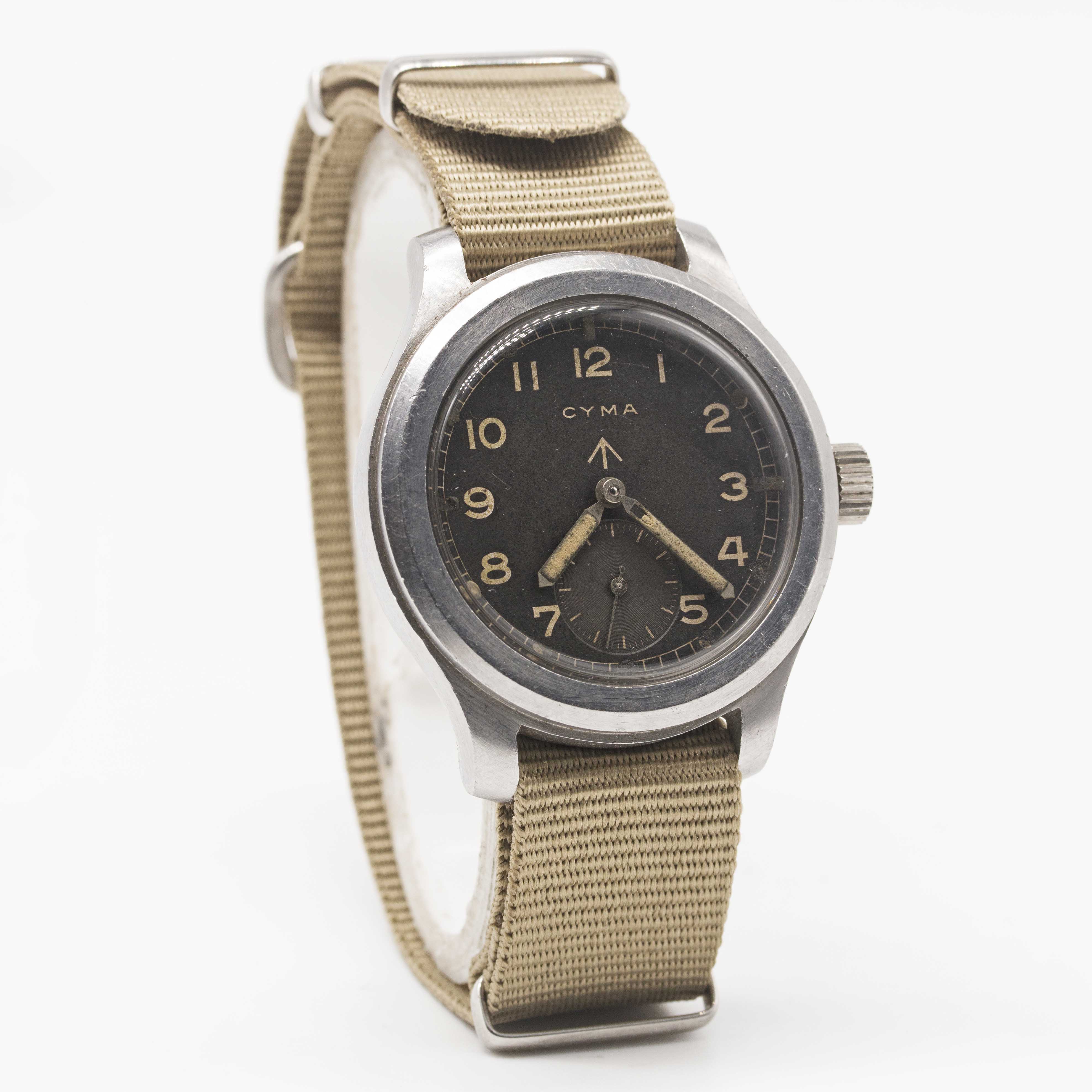 A GENTLEMAN'S STAINLESS STEEL BRITISH MILITARY CYMA W.W.W. WRIST WATCH CIRCA 1945, PART OF THE " - Image 4 of 6