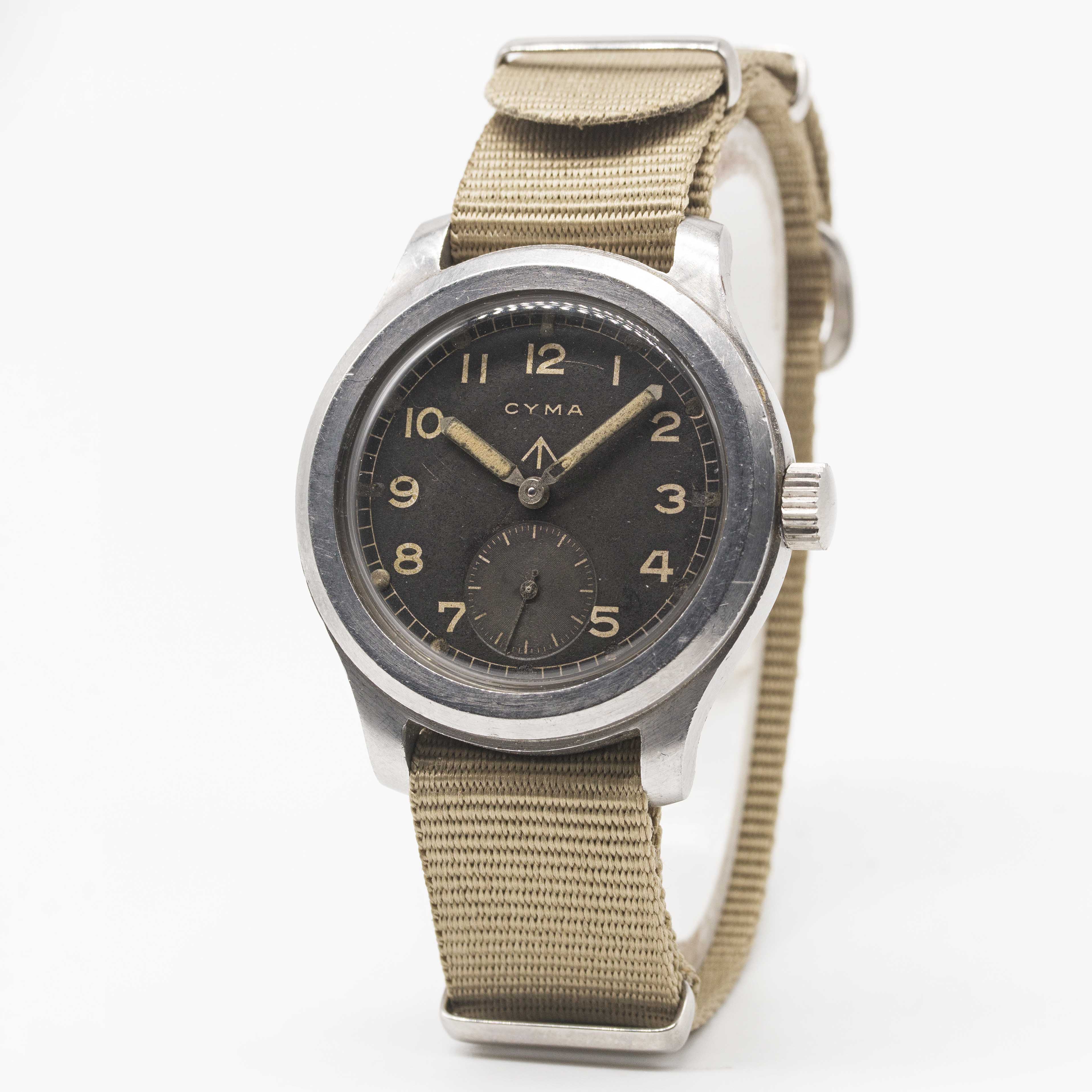 A GENTLEMAN'S STAINLESS STEEL BRITISH MILITARY CYMA W.W.W. WRIST WATCH CIRCA 1945, PART OF THE " - Image 3 of 6