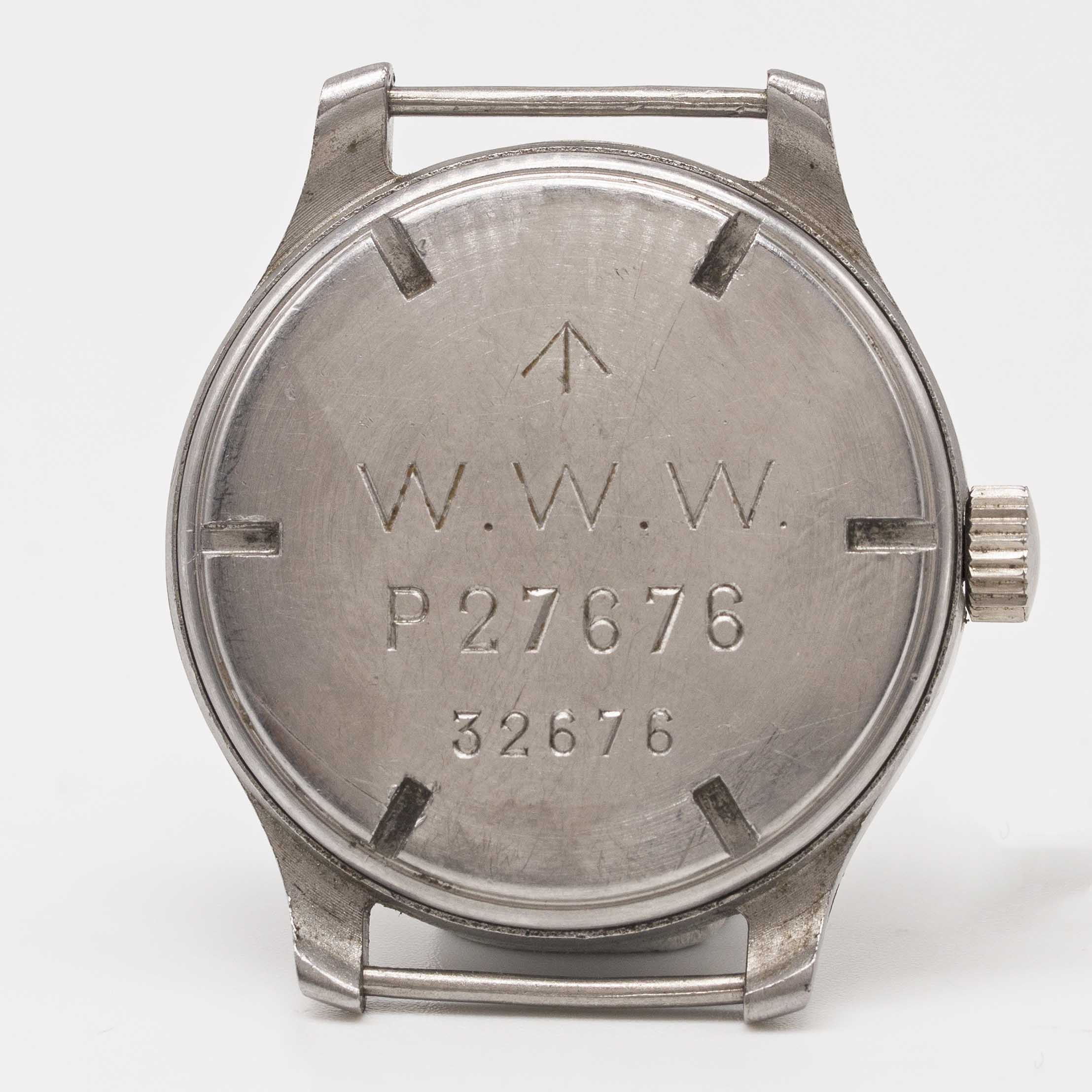 A GENTLEMAN'S STAINLESS STEEL BRITISH MILITARY CYMA W.W.W. WRIST WATCH CIRCA 1945, PART OF THE " - Image 5 of 6