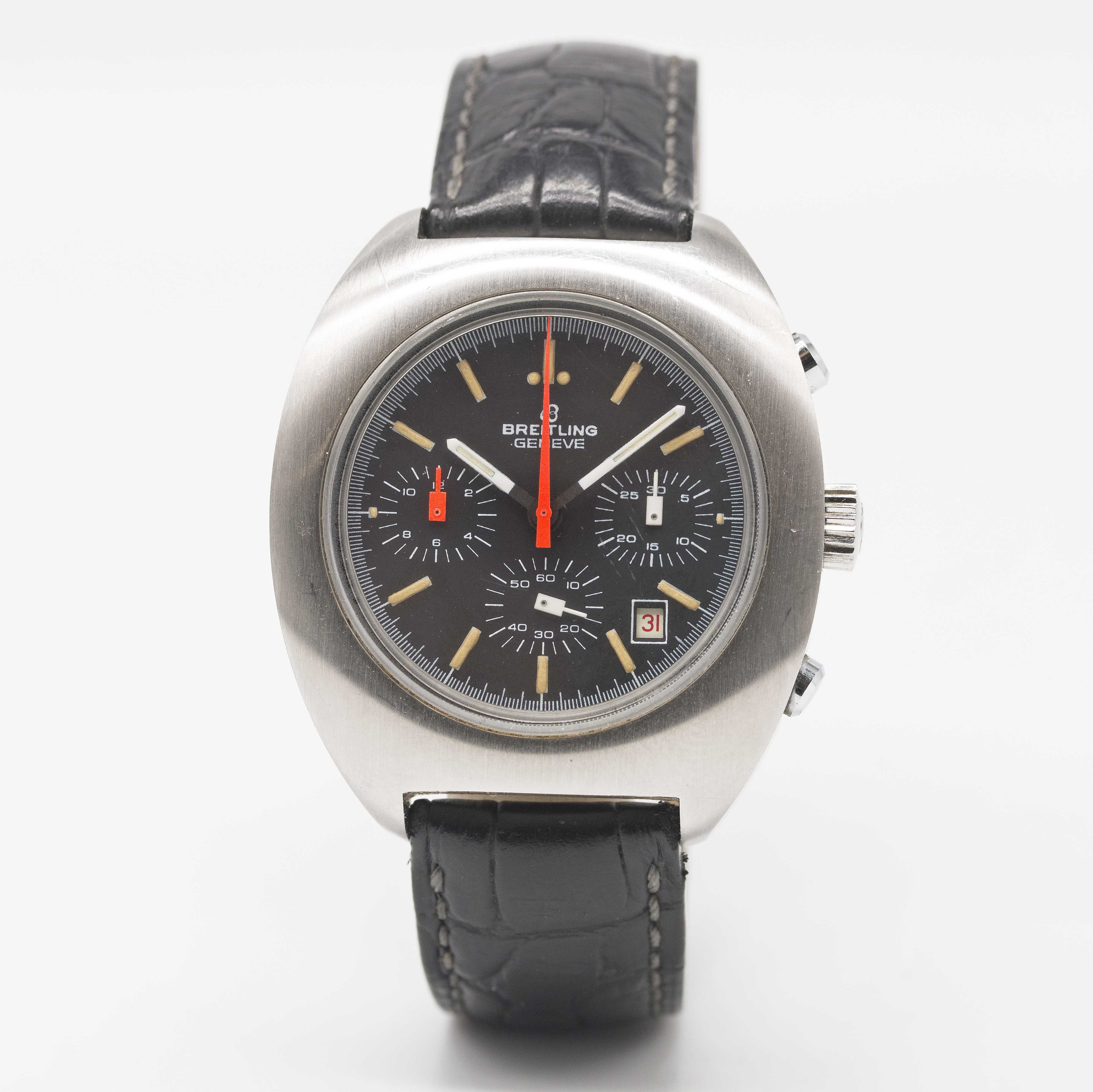 A GENTLEMAN'S STAINLESS STEEL BREITLING GENEVE "LONG PLAYING" CHRONOGRAPH WRIST WATCH CIRCA 1973, - Image 2 of 6