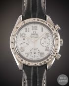 A GENTLEMAN'S SIZE STAINLESS STEEL OMEGA SPEEDMASTER AUTOMATIC CHRONOGRAPH WRIST WATCH CIRCA 2000,