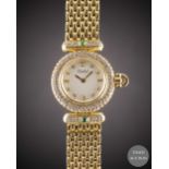 A LADIES 18K SOLID GOLD, DIAMOND & EMERALD TABBAH BERET BRACELET WATCH CIRCA 1990s, WITH ORIGINAL