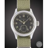 A GENTLEMAN'S STAINLESS STEEL BRITISH MILITARY TIMOR W.W.W. WRIST WATCH CIRCA 1940s, PART OF THE "