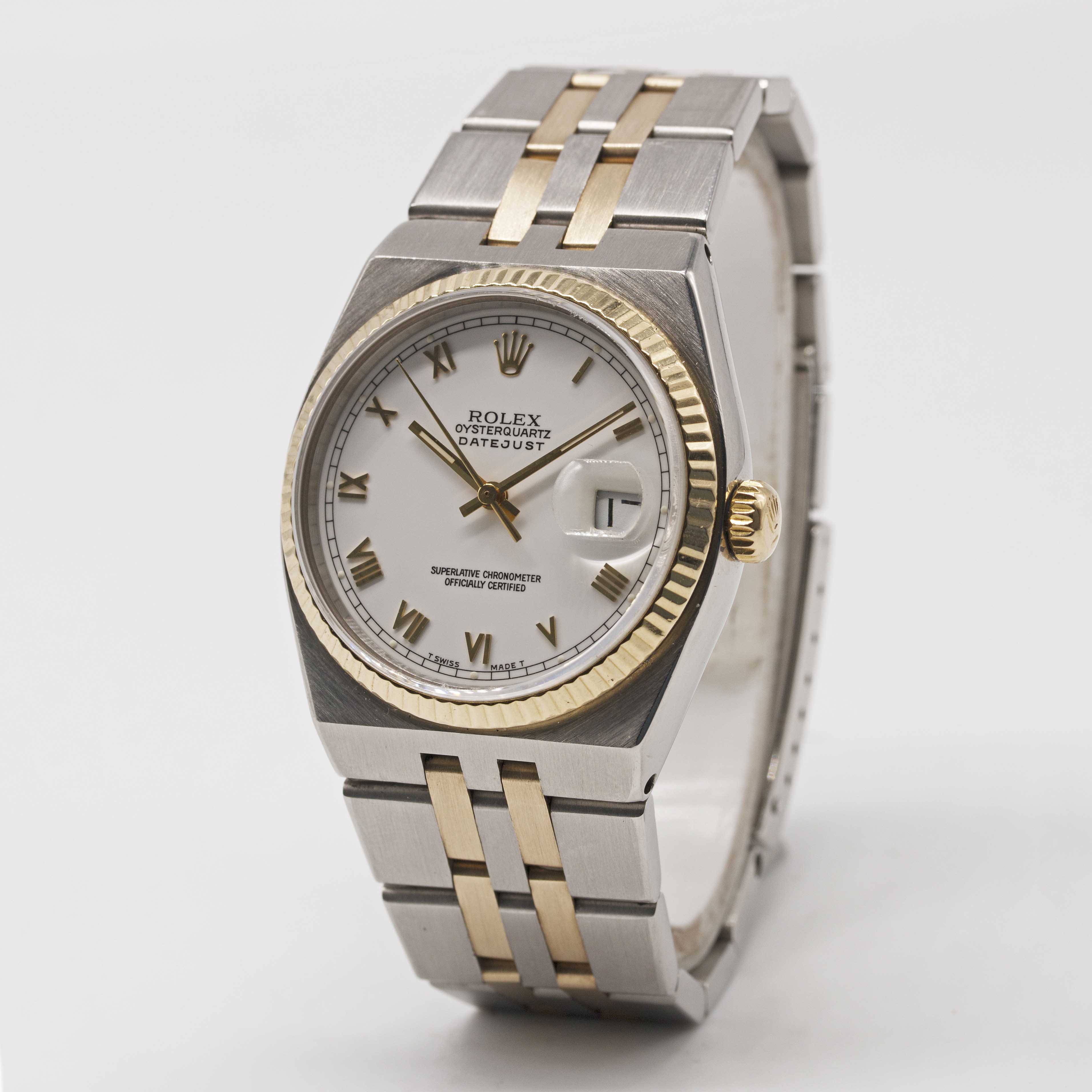 A GENTLEMAN'S STEEL & GOLD ROLEX OYSTERQUARTZ DATEJUST BRACELET WATCH CIRCA 1979, REF. 17013 WITH - Image 3 of 9