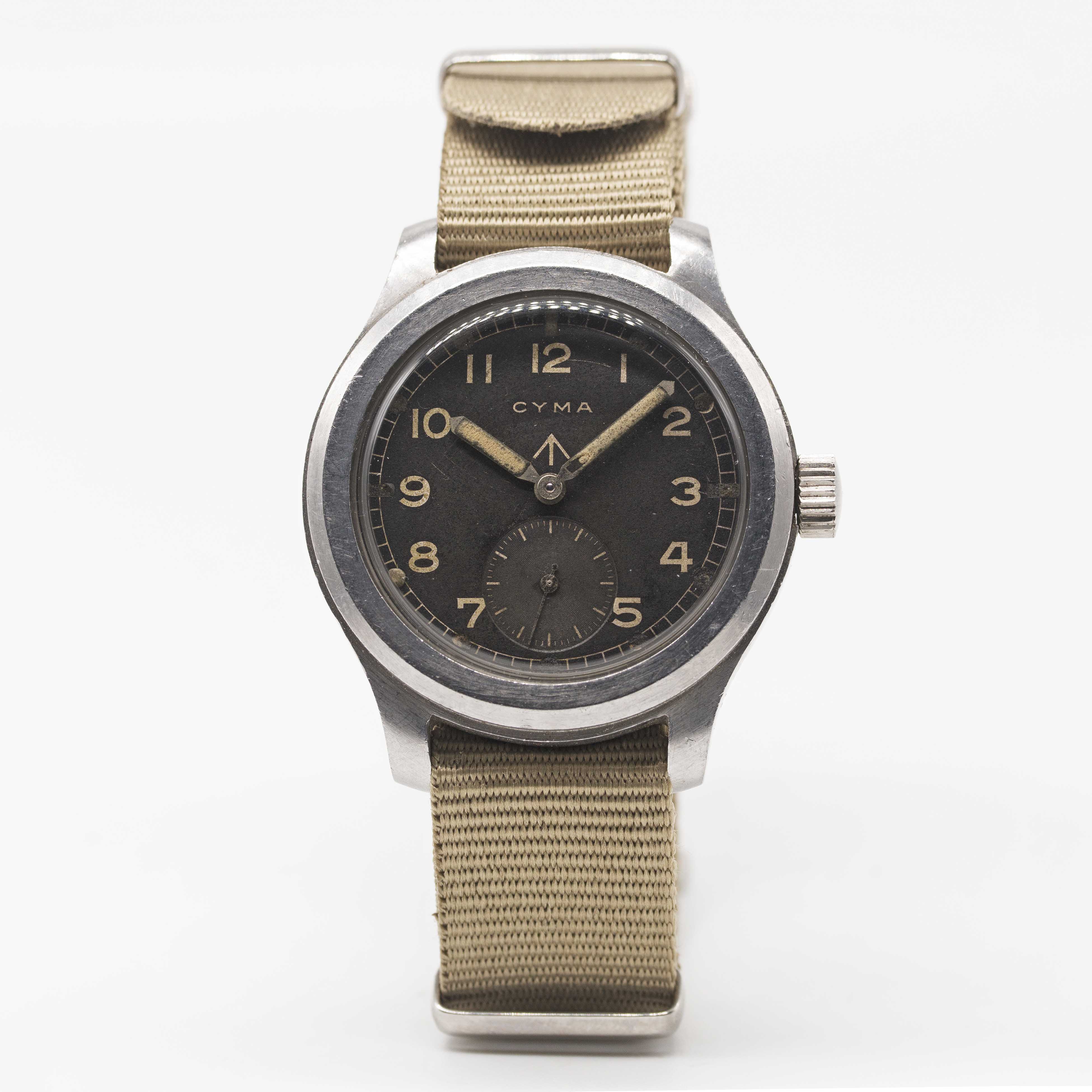 A GENTLEMAN'S STAINLESS STEEL BRITISH MILITARY CYMA W.W.W. WRIST WATCH CIRCA 1945, PART OF THE " - Image 2 of 6