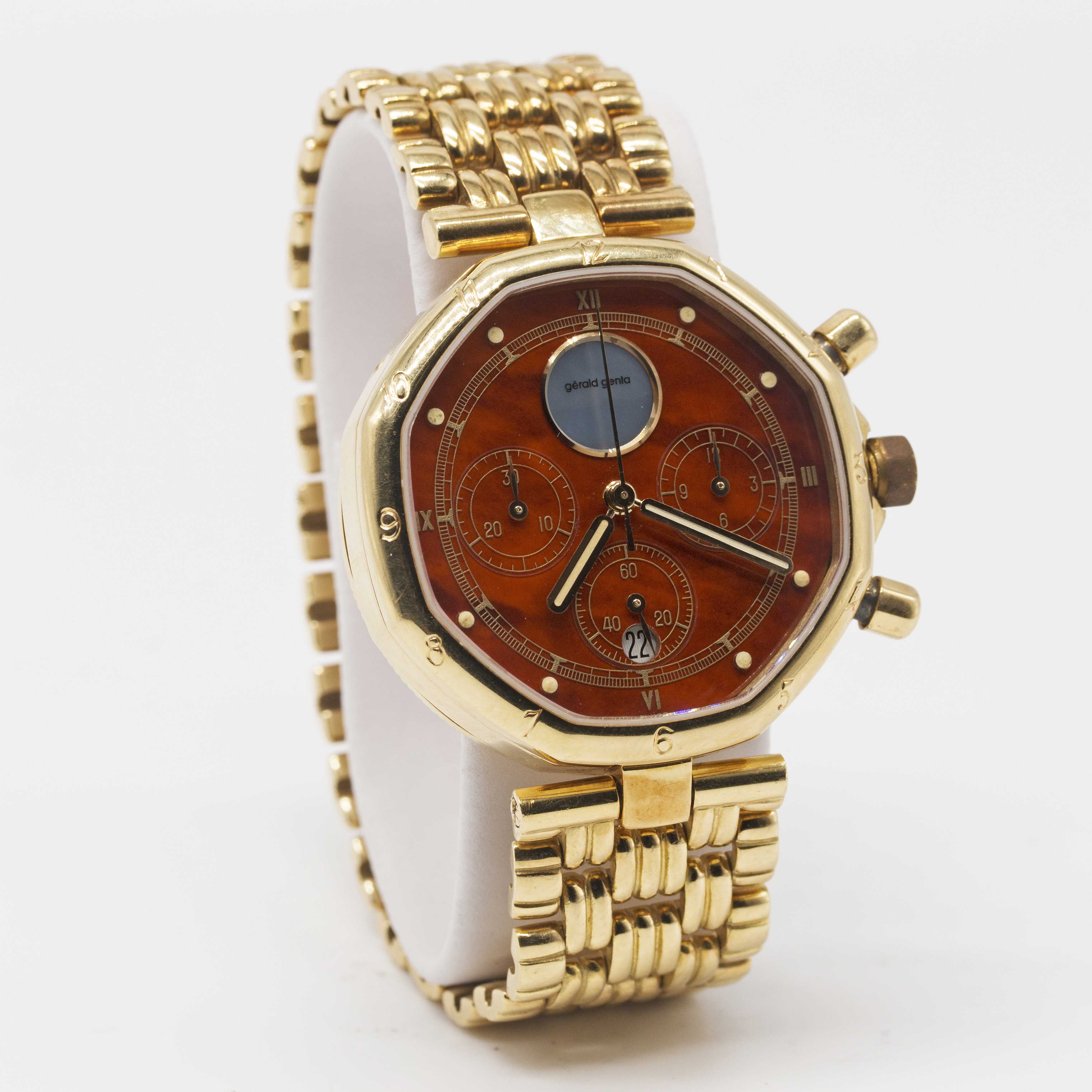 A GENTLEMAN'S 18K SOLID YELLOW GOLD GERALD GENTA CHRONOGRAPH BRACELET WATCH CIRCA 1990, REF. G - Image 4 of 6