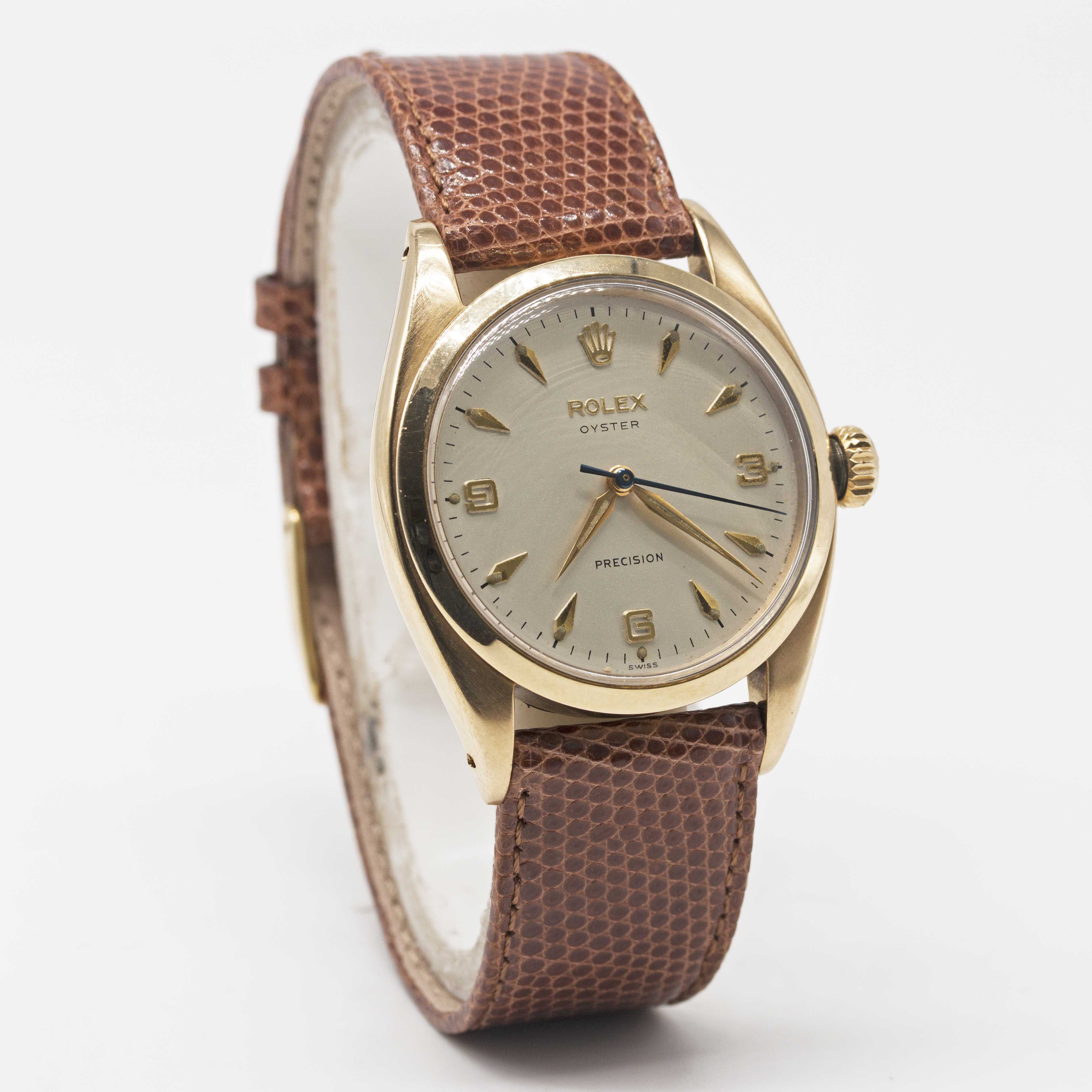 A GENTLEMAN'S 9CT SOLID GOLD ROLEX OYSTER PRECISION WRIST WATCH CIRCA 1959, REF. 6426 WITH 3-6-9 " - Image 4 of 8