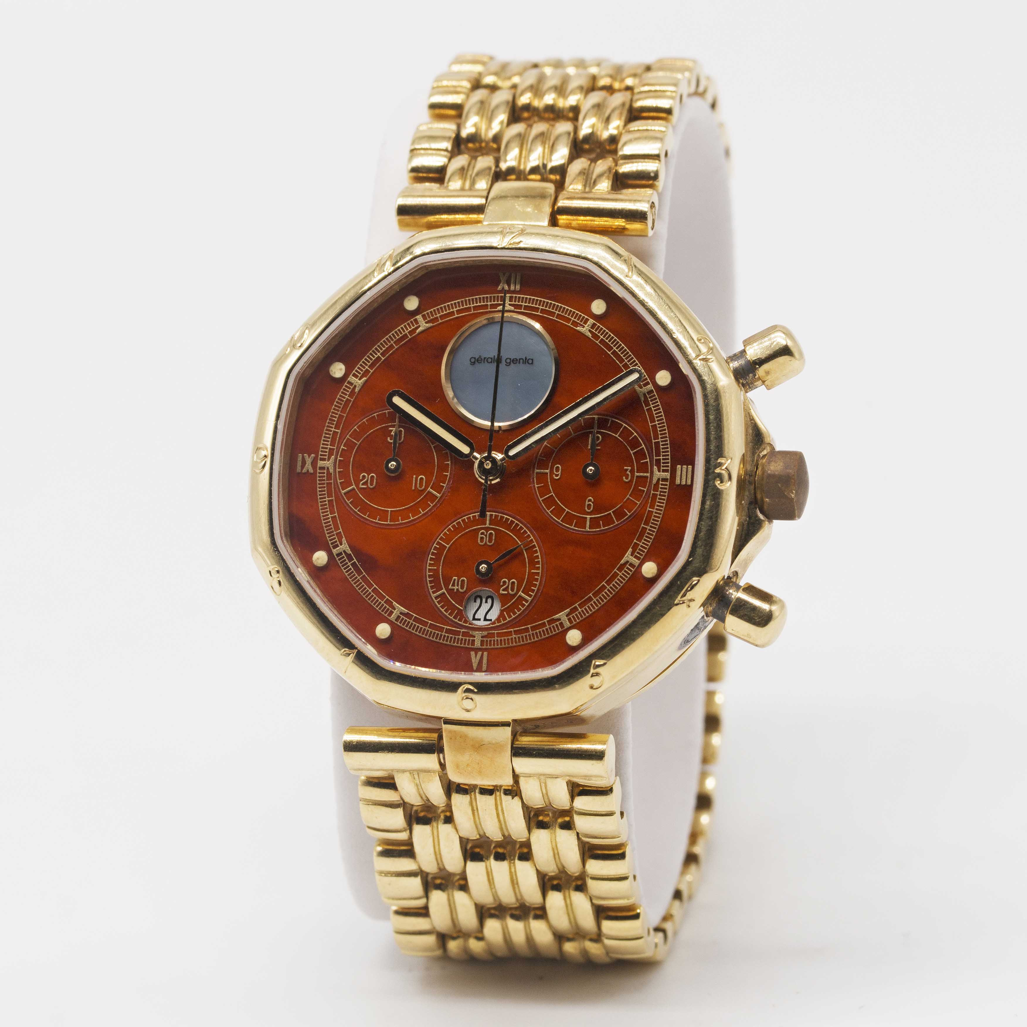 A GENTLEMAN'S 18K SOLID YELLOW GOLD GERALD GENTA CHRONOGRAPH BRACELET WATCH CIRCA 1990, REF. G - Image 3 of 6