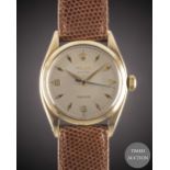A GENTLEMAN'S 9CT SOLID GOLD ROLEX OYSTER PRECISION WRIST WATCH CIRCA 1959, REF. 6426 WITH 3-6-9 "