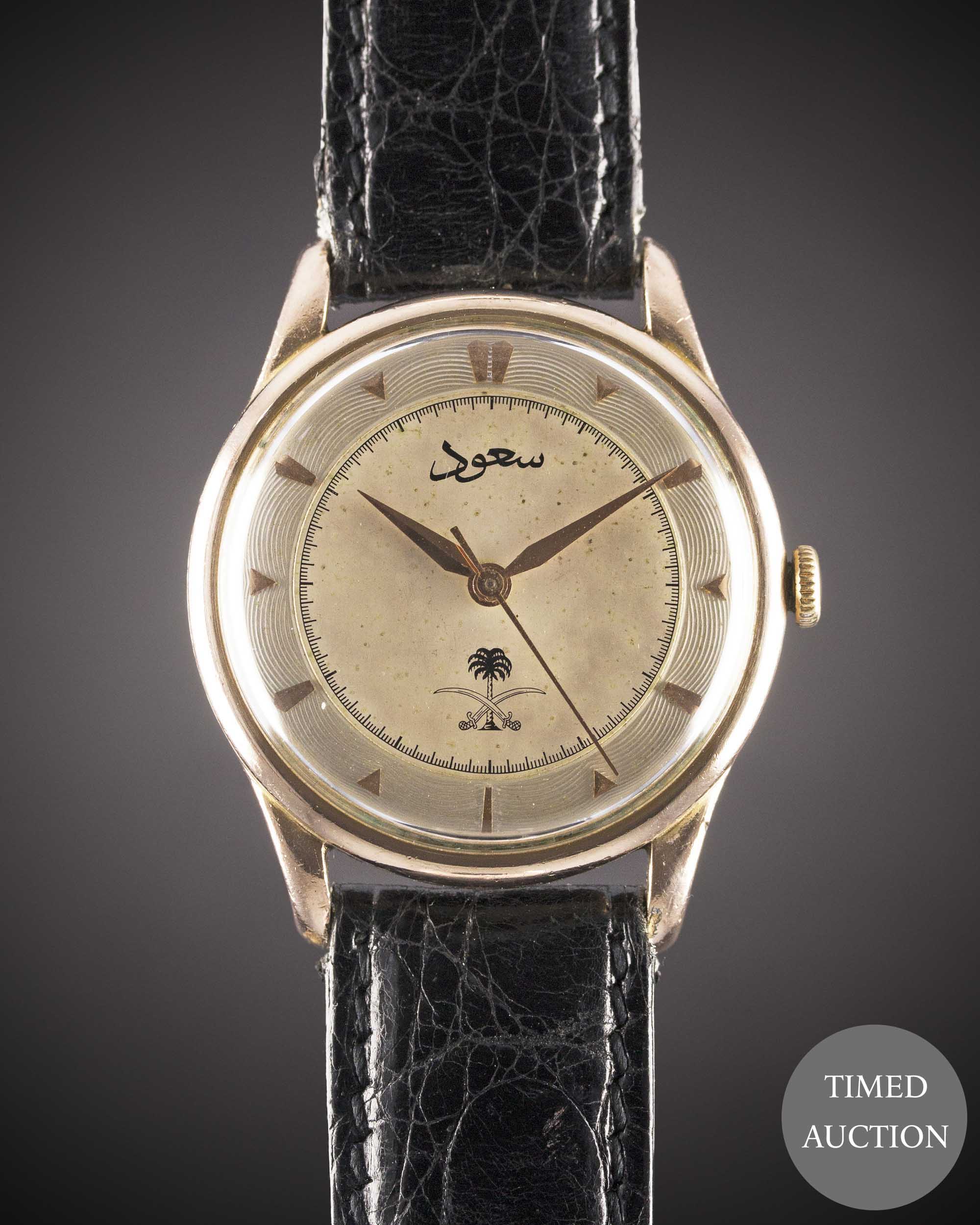 A GENTLEMAN'S PINK GOLD PLATED LONGINES WRIST WATCH CIRCA 1955, REF. 6393-5 TWO TONE SILVER DIAL