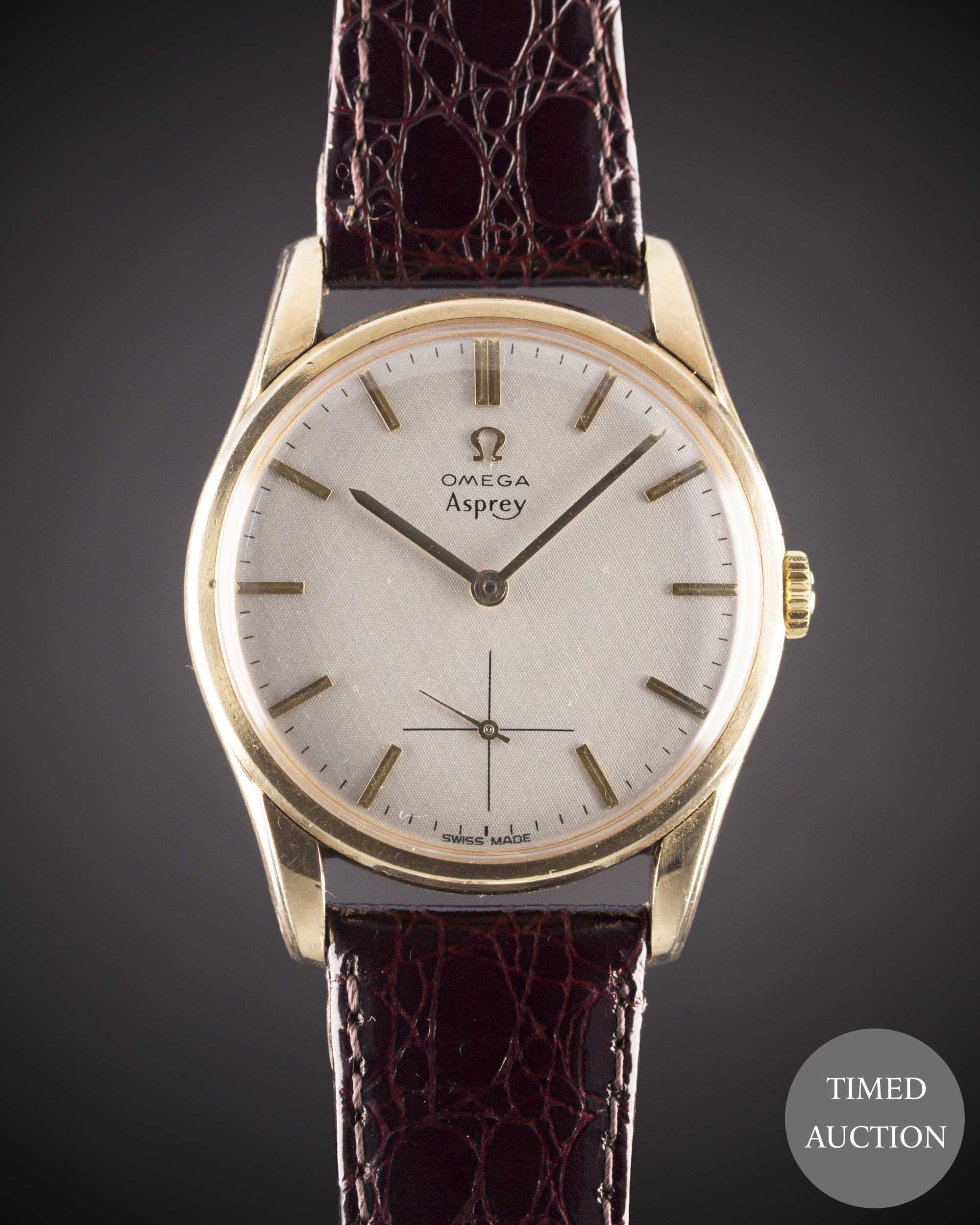 A GENTLEMAN'S 9CT SOLID GOLD OMEGA WRIST WATCH CIRCA 1964, RETAILED BY ASPREY WITH CO-SIGNED "LINEN"