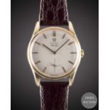 A GENTLEMAN'S 9CT SOLID GOLD OMEGA WRIST WATCH CIRCA 1964, RETAILED BY ASPREY WITH CO-SIGNED "LINEN"