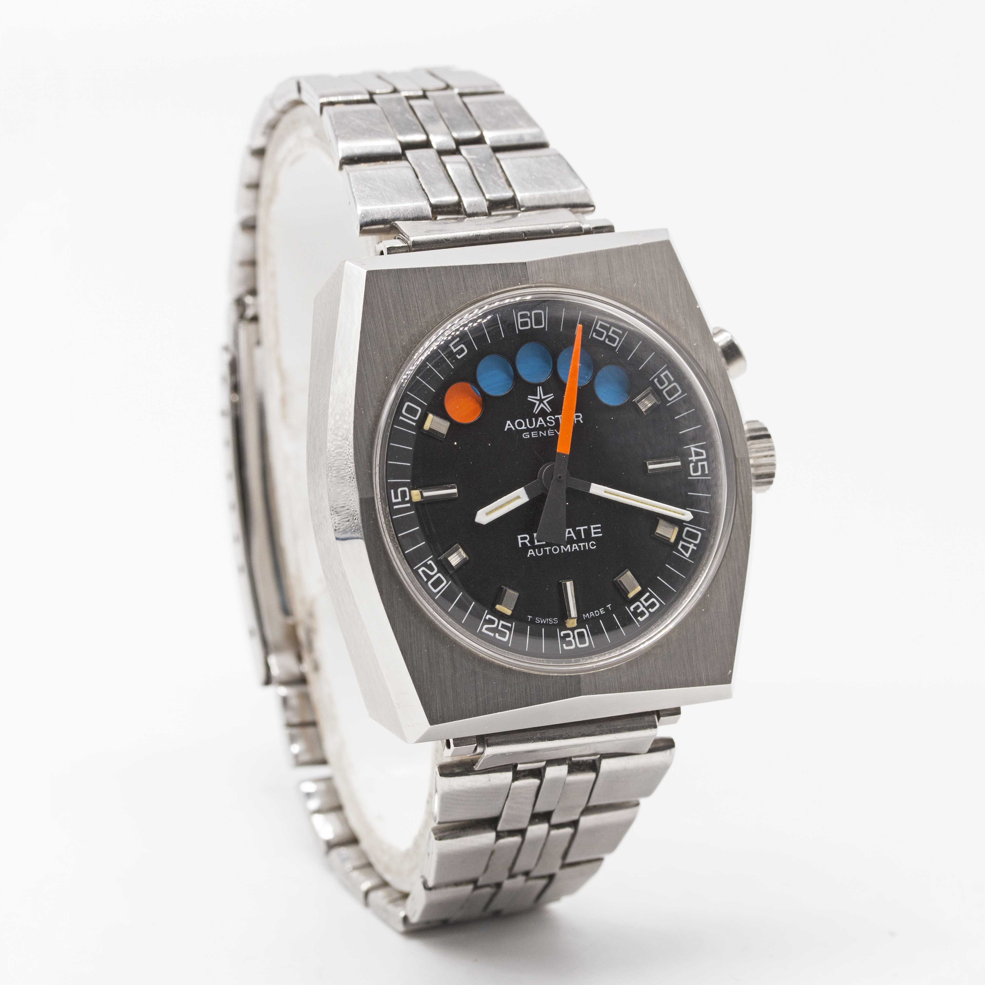 A GENTLEMAN'S STAINLESS STEEL AQUASTAR REGATE AUTOMATIC YACHTING BRACELET WATCH CIRCA 1970s, WITH - Image 4 of 7