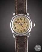 A GENTLEMAN'S SIZE STAINLESS STEEL OYSTER RALEIGH WRIST WATCH CIRCA 1940, WITH 24 HOUR DIAL