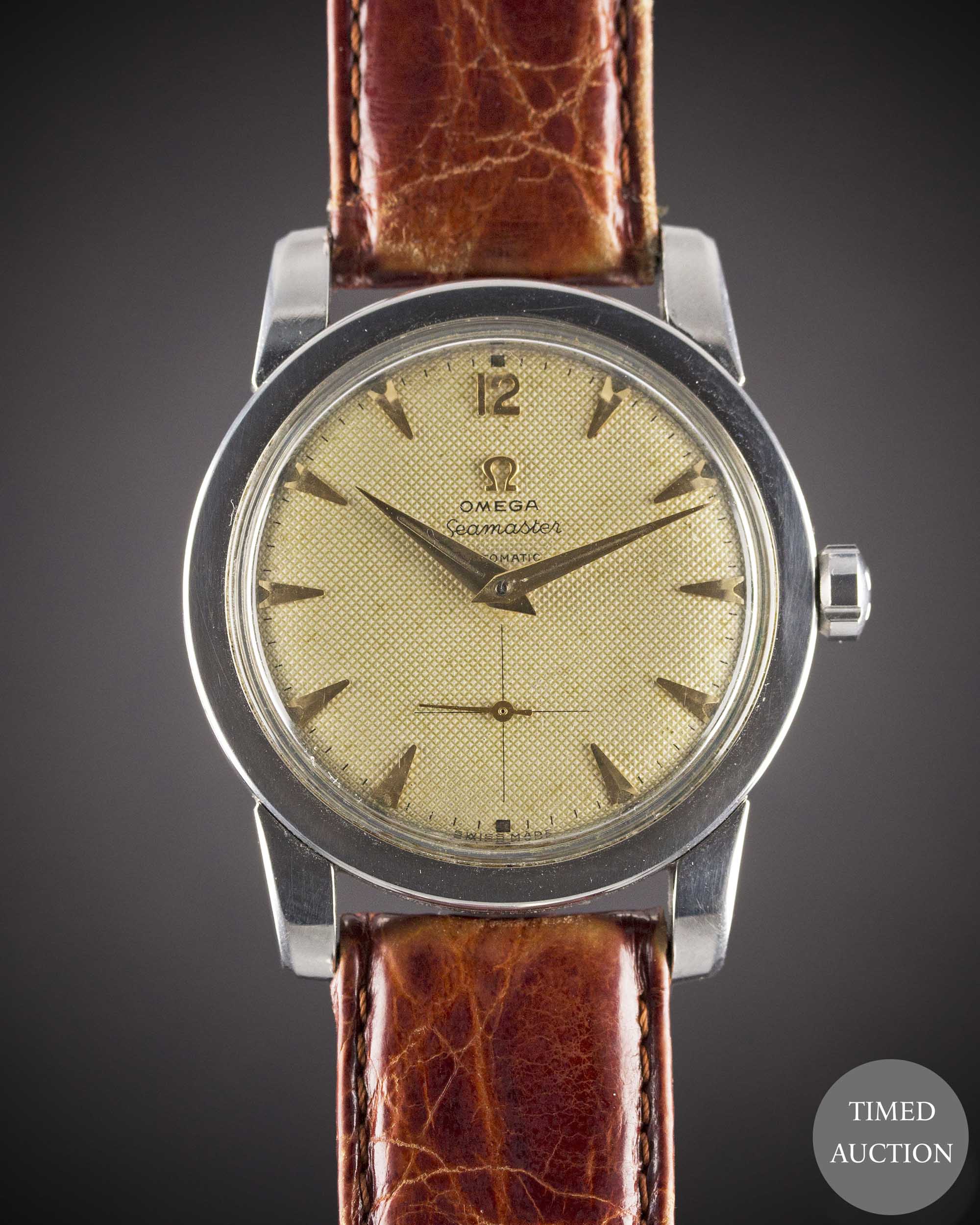 A GENTLEMAN'S STAINLESS STEEL OMEGA SEAMASTER AUTOMATIC WRIST WATCH CIRCA 1953, REF. 2576-6 WITH "