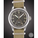 A GENTLEMAN'S STAINLESS STEEL BRITISH MILITARY CYMA W.W.W. WRIST WATCH CIRCA 1945, PART OF THE "