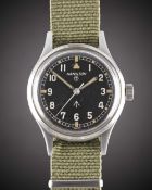 A GENTLEMAN'S STAINLESS STEEL BRITISH MILITARY HAMILTON RAF PILOTS WRIST WATCH CIRCA 1960s Movement: