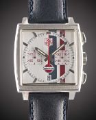 A GENTLEMAN'S STAINLESS STEEL TAG HEUER MONACO AUTOMATIC CHRONOGRAPH WRIST WATCH CIRCA 2008, REF.