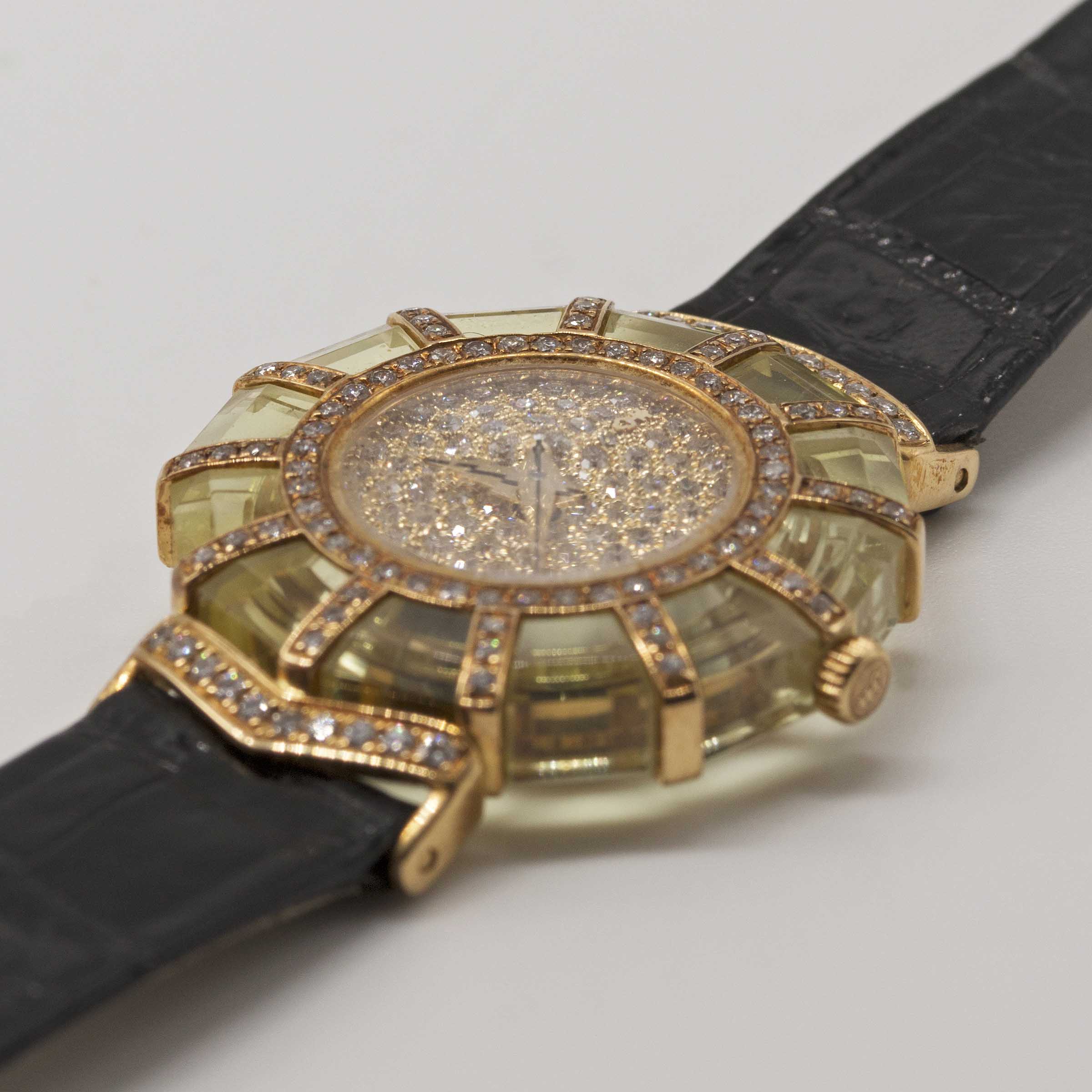 A LADIES 18K SOLID GOLD, DIAMOND & YELLOW CRYSTAL CORUM PRINCESS LIMELIGHT WRIST WATCH CIRCA - Image 3 of 9