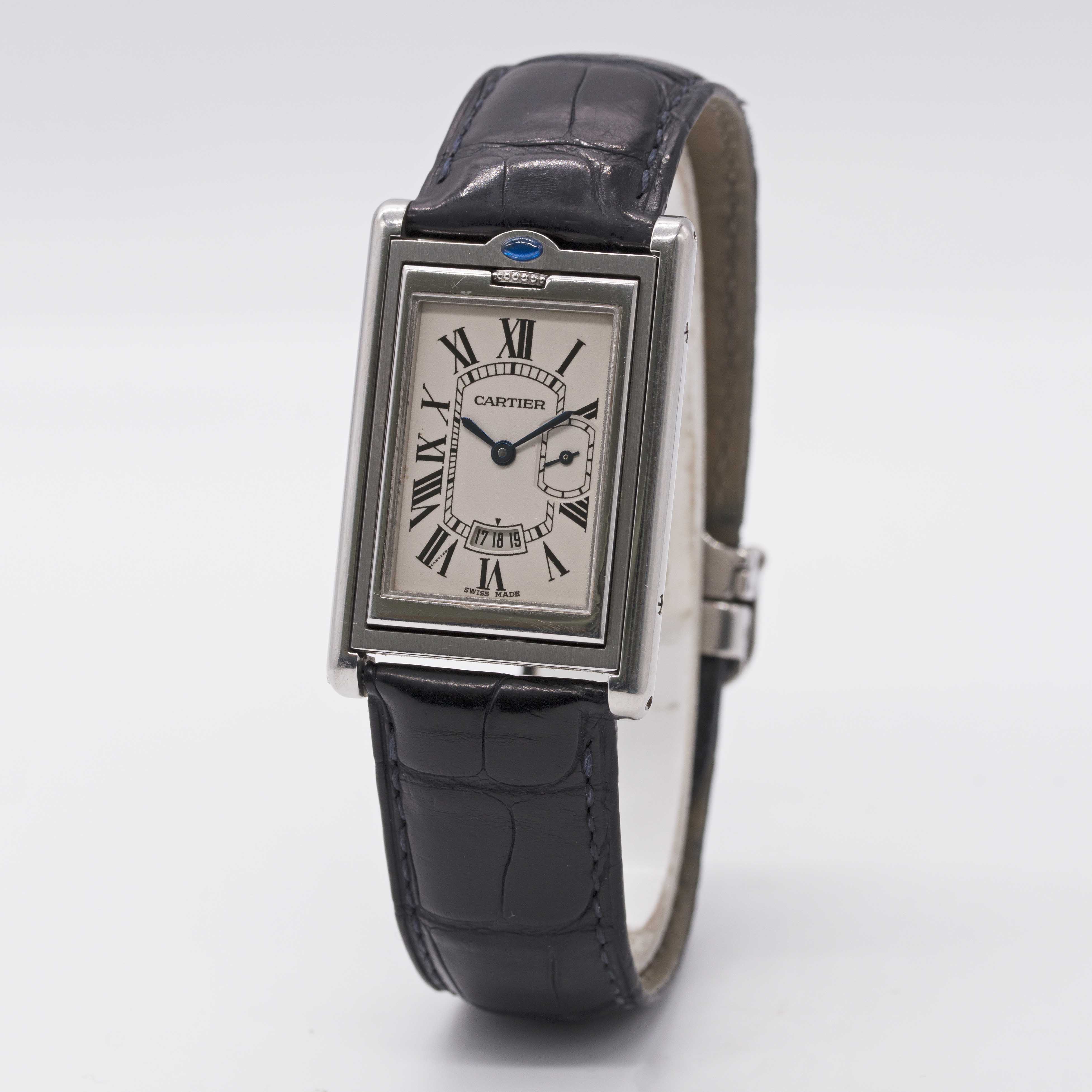 A GENTLEMAN'S STAINLESS STEEL CARTIER TANK BASCULANTE "JUMBO" WRIST WATCH CIRCA 2000s, REF. 2522 - Image 4 of 11