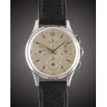 A GENTLEMAN'S STAINLESS STEEL ZENITH CHRONOGRAPH WRIST WATCH CIRCA 1960, WITH CAL. 156H MOVEMENT