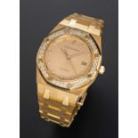 A FINE GENTLEMAN'S SIZE 18K SOLID YELLOW GOLD & DIAMOND AUDEMARS PIGUET ROYAL OAK AUTOMATIC BRACELET