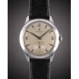 A RARE GENTLEMAN'S STAINLESS STEEL ZENITH 135 CHRONOMETRE WRIST WATCH CIRCA 1950s Movement: 19J,