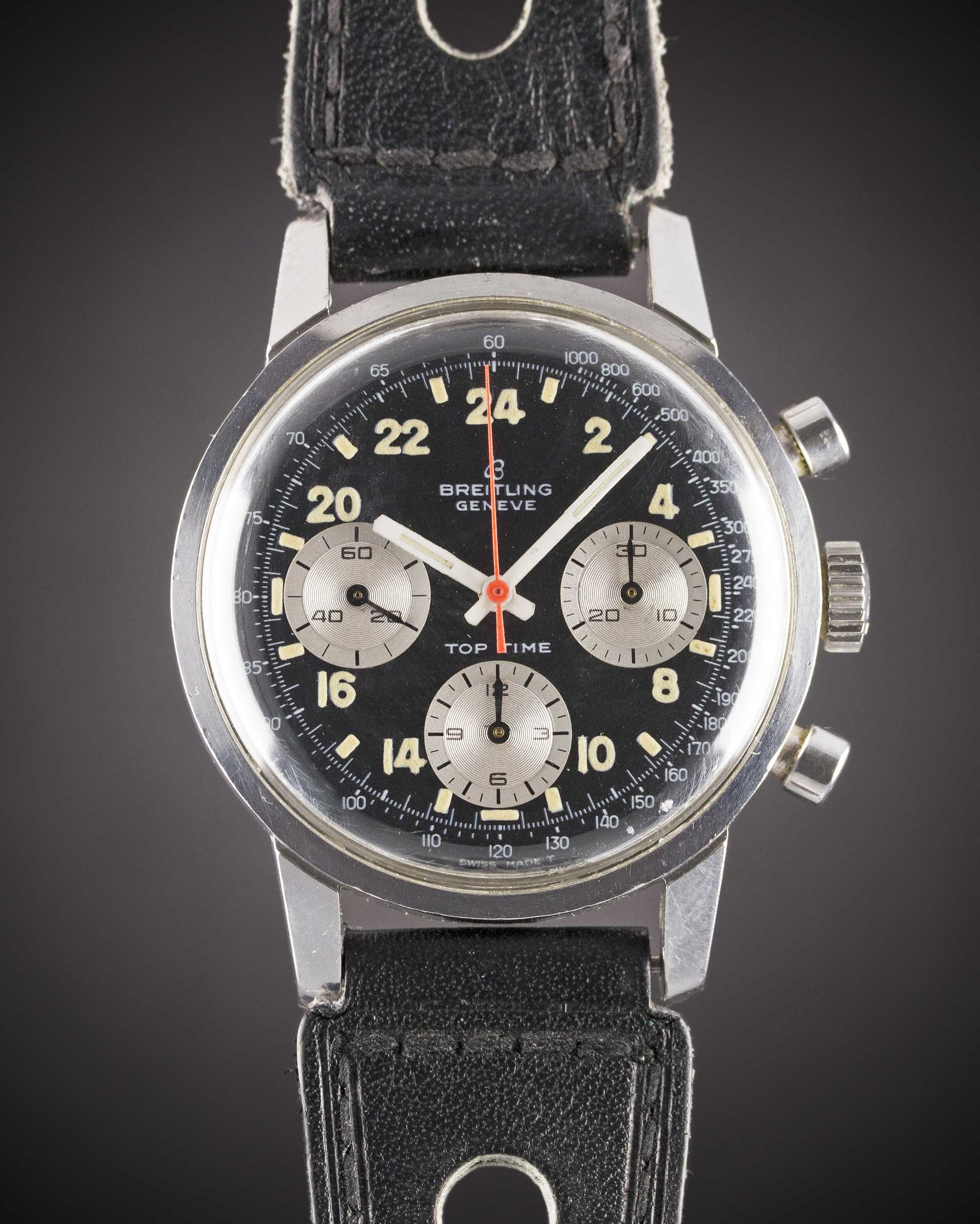 A RARE GENTLEMAN'S STAINLESS STEEL BREITLING TOP TIME 24 HOUR CHRONOGRAPH WRIST WATCH DATED 1973, - Image 3 of 5