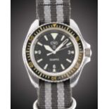 A RARE GENTLEMAN'S STAINLESS STEEL BRITISH MILITARY ROYAL NAVY CWC QUARTZ DIVERS WRIST WATCH DATED