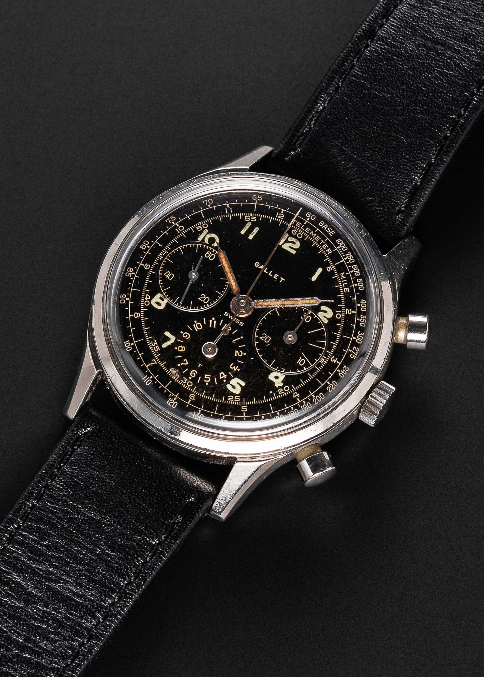 A GENTLEMAN'S LARGE SIZE STAINLESS STEEL GALLET MULTICHRON 12 "JIM CLARK" CHRONOGRAPH WRIST WATCH