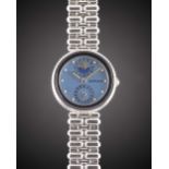 A LADIES 18K SOLID WHITE GOLD GERALD GENTA GEFICA CALENDAR BRACELET WATCH CIRCA 1990, REF. G 3279.