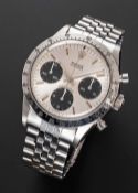 A RARE GENTLEMAN'S STAINLESS STEEL ROLEX COSMOGRAPH DAYTONA BRACELET WATCH CIRCA 1970, REF. 6262