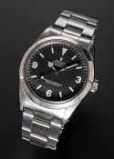 A RARE GENTLEMAN'S STAINLESS STEEL ROLEX OYSTER PERPETUAL EXPLORER BRACELET WATCH CIRCA 1988, REF.