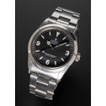 A RARE GENTLEMAN'S STAINLESS STEEL ROLEX OYSTER PERPETUAL EXPLORER BRACELET WATCH CIRCA 1988, REF.