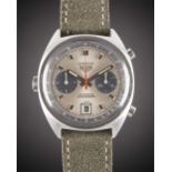 A GENTLEMAN'S STAINLESS STEEL HEUER CARRERA AUTOMATIC CHRONOGRAPH WRIST WATCH CIRCA 1970s, REF. 1153