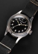 A RARE GENTLEMAN'S STAINLESS STEEL BRITISH MILITARY JAEGER LECOULTRE MARK 11 RAF PILOTS WRIST