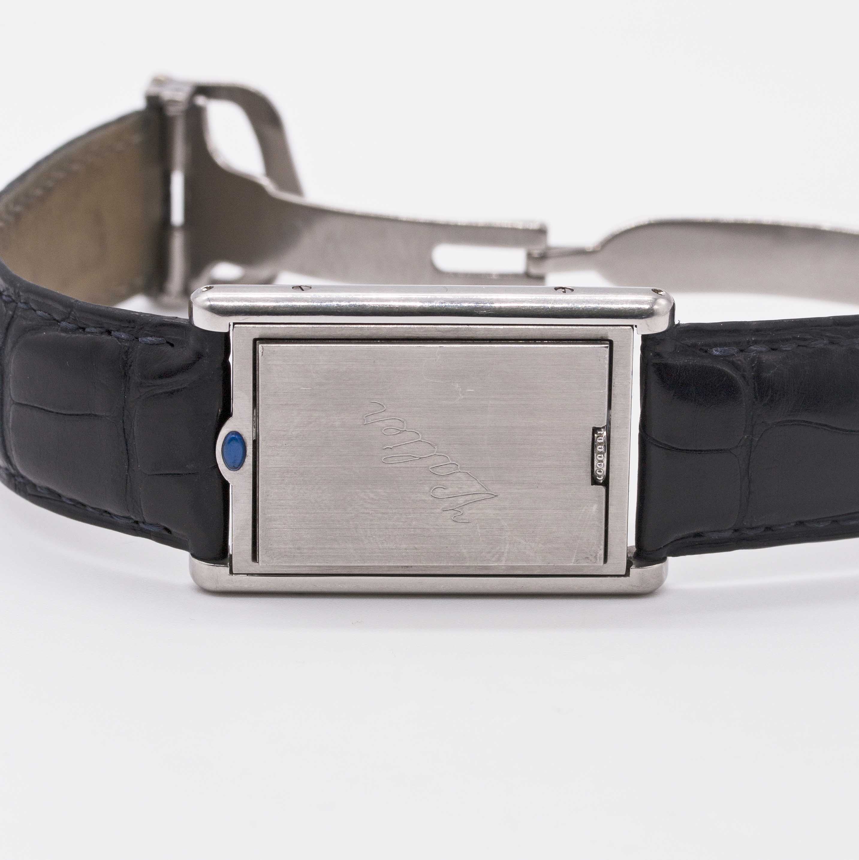 A GENTLEMAN'S STAINLESS STEEL CARTIER TANK BASCULANTE "JUMBO" WRIST WATCH CIRCA 2000s, REF. 2522 - Image 8 of 11