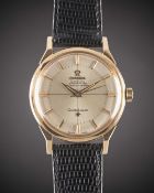 A RARE GENTLEMAN'S 18K SOLID ROSE GOLD OMEGA CONSTELLATION CHRONOMETER WRIST WATCH CIRCA 1962,